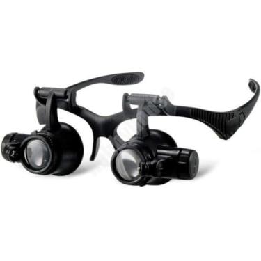 Imagem de Oculos Binoculares Com Lupa 20x Retroiluminacao LED Dupla Luz Ajustavel Design Leve Confortavel Trabalho Precisao Joalheiros Relojoeiros Tecnicos