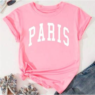 Imagem de Blusa T-shirt Linda Camiseta Feminina Paris Camisa - SEM MARCA, Rosa, 