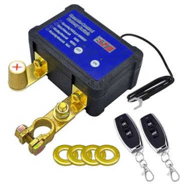 Imagem de Interruptor remoto de desconexão da bateria, controle remoto Ampper DC 12V 240A, interruptor mestre de desligamento com voltímetro e kit de 2 teclas para carro e mais (poste superior positivo, liga