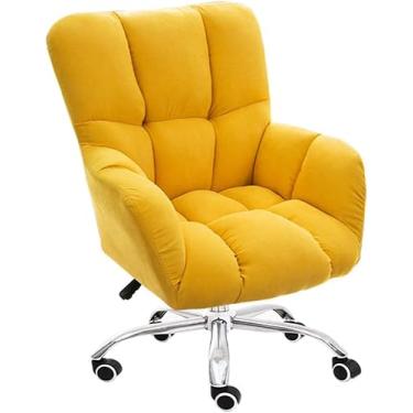 Imagem de Cadeira De Tarefa Ergonômica Com Encosto Ajustável, Cadeira De Mesa De Veludo Para Escritório Em Casa Para Quarto Cadeira Giratória Moderna, Yellow