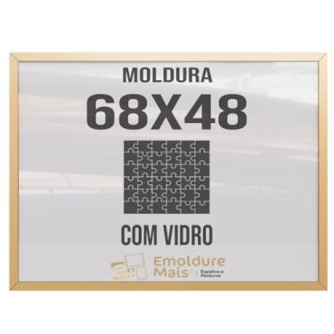 Imagem de Moldura para Quebra Cabeça Cabeca 68x48 5000 peças Com Vidro para Quadro Puzzles Ravensburger cor Dourado