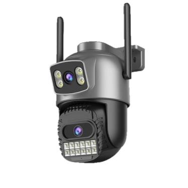 Imagem de Câmera De Segurança Externa 10MP 4K Wi-Fi Sem Fio 2.4G/5GHz Lente Dupla Panorâmica E Inclinação Visão Noturna Colorida IP66 À Prova D'água Detecção De Movimento Áudio Bidirecional(Cam Add 64GB Card)