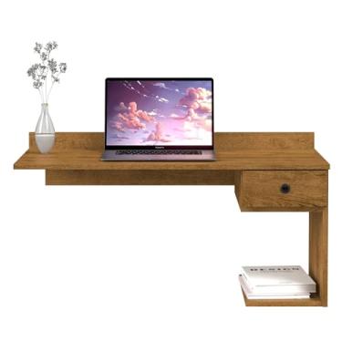 Imagem de Escrivaninha Mesa De Computador Notebook Suspensa Parede Com Gaveta mdf (Freijó)