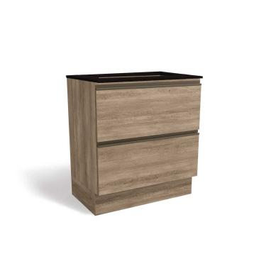 Imagem de Balcão de Cozinha p/ Cooktop c/ Tampo Maxxi G755 c/ 2 Gavetas 80cm Nogal/Preto - Kappesberg