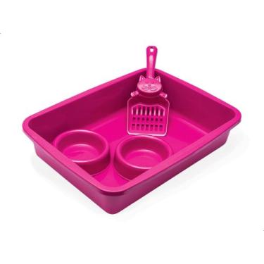 Imagem de Kit Higiene P/ Gatos Caixa Pá Comedouro e Bebedouro Stillpet - STEELLP