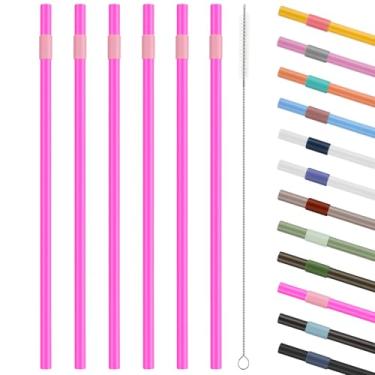 Imagem de Canudos de substituição para copo Owala 1,134 g - inclui 6 canudos e 1 pacote de escova de limpeza (vermelho-rosa)