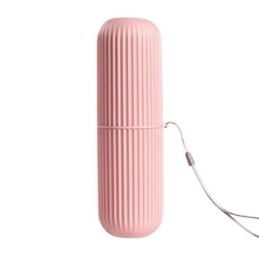 Imagem de Estojo Porta Escovas De Dente E Creme Dental Portátil Viagem Bolsa Escola (ROSA)