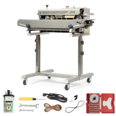 Imagem de U.S. SOLID Máquina seladora de faixa de saco contínua montada em pé, seladora horizontal automática com controle digital de temperatura para sacos de PVC de 0,02 a 0,08 mm, filmes e codificação de