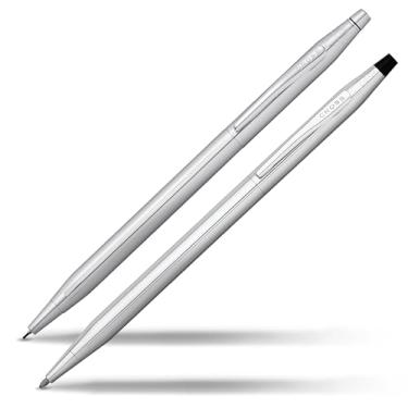 Imagem de Cross Caneta esferográfica média recarregável Classic Century e conjunto de lápis de 0,7 mm, inclui caixa de presente premium - cromado brilhante