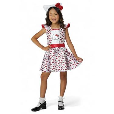 Imagem de Vestido Pop Hello Kitty, fantasia infantil, Branco/Vermelho, M