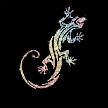 Imagem de Adesivo decalque de carro lagarto cintilante Gecko autoadesivo PVC brilhante para carros, caminhões, motocicletas, capa de porta multidecoração adesivo (colorido)