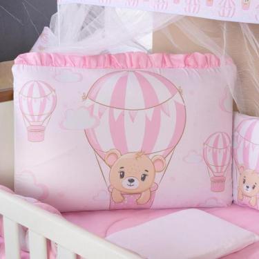 Imagem de Kit Berço Americano 13 pcs para Bebê Menina Ursa Baloeira - Carinha de
