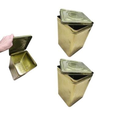 Imagem de 2 Lata Vazia 18l Bocaço Artesanato Alimento Banha Tinta Agua - Parafut