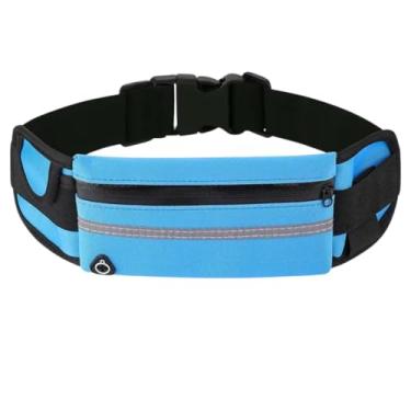 Imagem de Pochete Esportiva Impermeável, Doleira, Porta Garrafa, Refletiva, com Entrada para Fone de Ouvido, para Academia, Corrida e Ciclismo. (Azul)