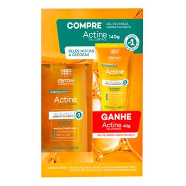 Imagem de Darrow Actine Oil Control Kit Gel de Limpeza Dermatológico Facial com Ácido Glicólico e Vitamina B5 que Controla Oleosidade sem efeito rebote, Renova a Pele e Reduz Poros, 140g + 40g