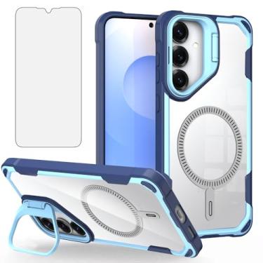 Imagem de Asuwish Capa de celular para Samsung Galaxy S25 Plus S25+ 5G com protetor de tela suporte para câmera suporte capa magnética híbrida fina acessórios para celular S25Plus 25S + S 25 25+ SM-S936U