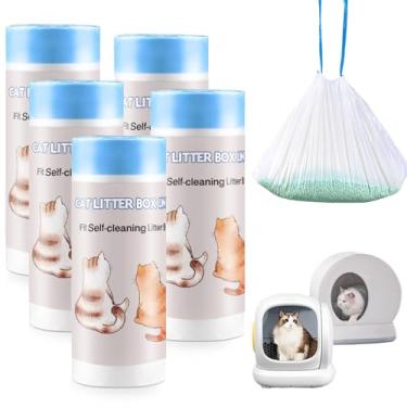 Imagem de Joddguu Pacote com 100 forros de caixa de areia para gatos compatíveis com caixa de areia automática para gatos MW-SC01/MW-SC02/MW-LR01, receptáculos de areia de gatinhos resistentes com cordão para