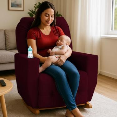 Imagem de Poltrona de Amamentação Balanço Antonella Puff Bordo