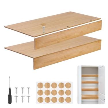 Imagem de QCLTY 2 conjuntos de capas de rack de arame de madeira para armário removível com 6 adesivos de grão de madeira, capas de prateleiras de despensa, divisores para prateleiras de banheiro e cozinha (61