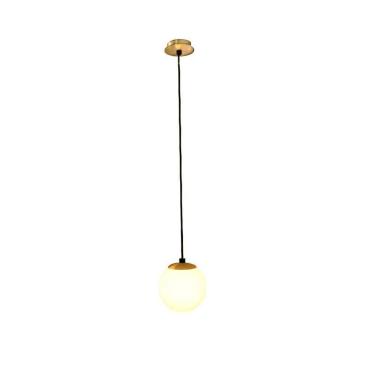 Imagem de Pendente Moderno Metal Dourado Globo Vidro Branco 9,5cm 220V