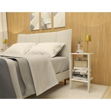 Imagem de Mesa De Cabeceira Canto Pequena mesa de cabeceira Branco Quarto - Delt