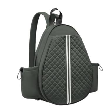 Imagem de Generic Bolsa de tênis estilosa com bolsos laterais, bolsa portátil resistente à água para raquetes, mochila acolchoada para tênis, mochila transversal, Verde