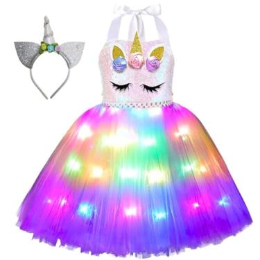 Imagem de Vestido de Unicórnio com LED, Tutu Brilhante Arco-Íris, Fantasia Infantil para Carnaval (G)