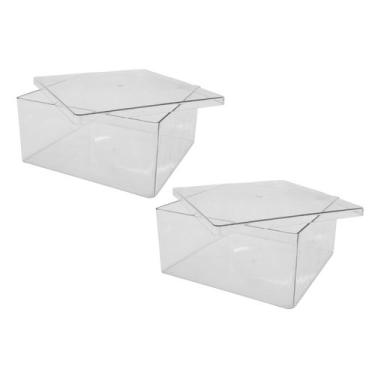 Imagem de Kit 2 Caixa Cake Box Quadrada C/Tampa 2L Sobremesa Doces - LSC Toys