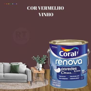 Imagem de Tinta Para Parede Acrílica Coral Renova Cor Vermelho 3,2l Lavável Prem