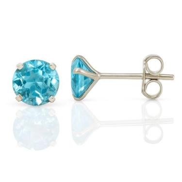 Imagem de Brinco Prata 925 Pedra Zircônia Legítima Garantia Azul 6mm - Lojas La+