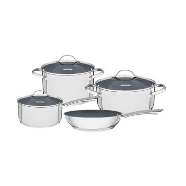 Imagem de Jogo de Panelas em Aço Inox Fundo Triplo 4 Peças Una Ceramic Tramontina