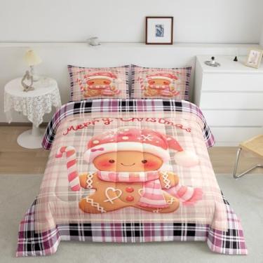 Imagem de Conjunto de edredom masculino de gengibre, tamanho solteiro, para todas as estações, decoração de quarto de adolescentes, sobremesa doce, rosa, edredom interno com 1 fronha
