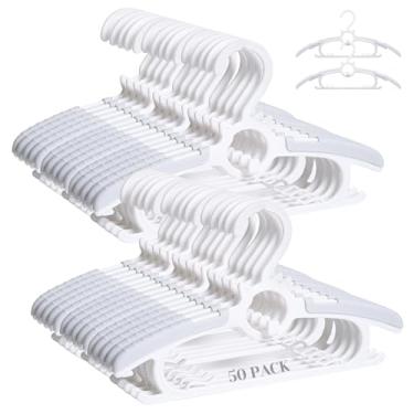 Imagem de JSF 50 cabides cinzentos para bebês, cabides de plástico para crianças, 11 a 14, caneleiras ajustáveis para recém-nascidos, roupas de bebê antiderrapantes para meninas, meninos e crianças