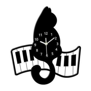 Imagem de Ｂｅｓｇａ Relógio de parede em formato de gato, decoração para casa, relógio pendurado fofo e silencioso para quarto de criança, hotel, L