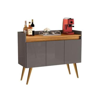 Imagem de Aparador Buffet Sala 3 Portas Safira Pés Palito Madeira Maciça - Vária