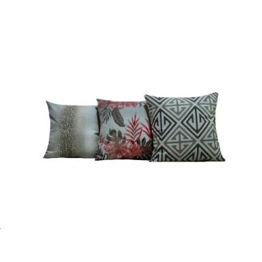 Imagem de Kit Capas para Almofadas 60x60 Tecido Estampado Tulum Conjunto 3 Peças