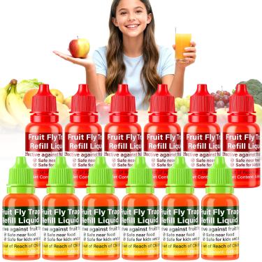 Imagem de YJOO Recarga líquida de armadilha para moscas de frutas, pacote com 12 recargas de armadilhas de abelhas, refil eficaz para mosquitos mosquitos e mosquitos para plantas de cozinha de mesa, ambientes