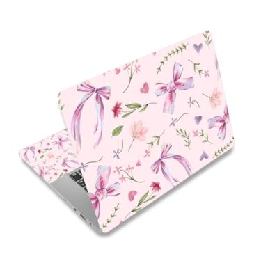 Imagem de ArtSo Adesivo para laptop de 40,6 cm, 41,9 cm, 43,2 cm, 17,3 polegadas, decalque para netbook, capa protetora de arte reutilizável, personalizada, à prova de poeira, à prova d'água, flores rosa claro