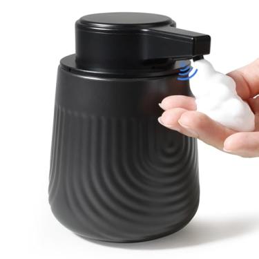 Imagem de BosilunLife Dispensador automático de sabão de cerâmica com bico de bomba estendido, 3 níveis ajustáveis, espuma sem toque, dispensador de espuma para lavar à mão para banheiro e cozinha, design