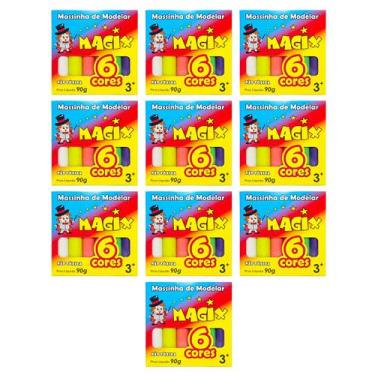 Imagem de Kit 10 Massinha De Modelar 6 Cores Magix 90g Multicolor