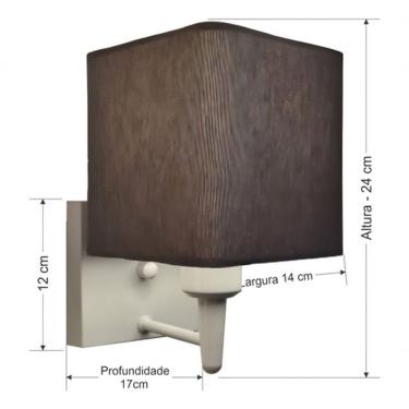 Imagem de Arandela Quadrada Md-2006 Branco Cúpula Em Tecido Cinza Escuro - Bivolt