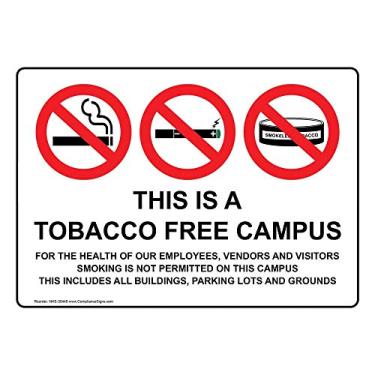 Imagem de ComplianceSigns. com Adesivo This is A Tobacco Free Campus Label com símbolo, 12,7 x 9 cm. Pacote com 4 vinil para não fumar, feito nos EUA