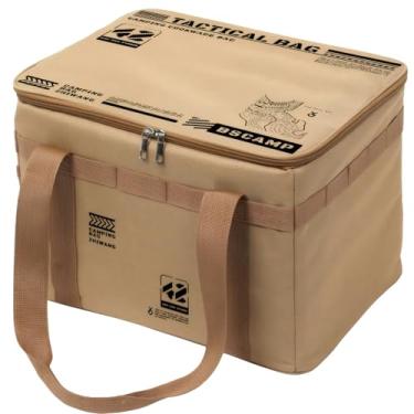 Imagem de ASIEIT Bolsa de armazenamento tática para acampamento 42L, bolsa utilitária, com divisórias e gancho, tecido Oxford 600D, organizador de panelas de acampamento dobrável, organizador de porta-malas