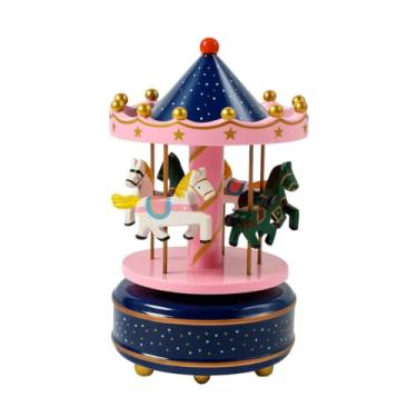 Imagem de Carrossel Cavalinho Musical Caixinha De Música Quarto Bebê (Azul/Rosa, Médio)