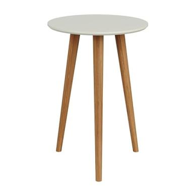 Imagem de Mesa de Canto Redonda 45cm Lisboa Off White/Freijó - Dalla Costa