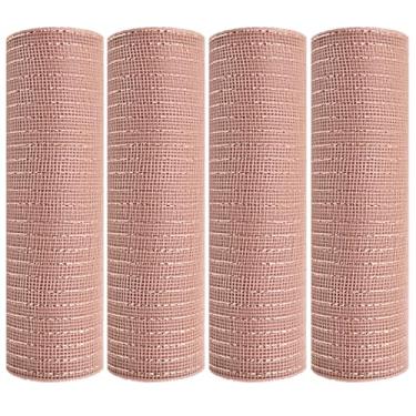 Imagem de Malha de poli decoração de ouro rosa, fita de malha metálica para árvore de Natal, suprimentos de grinalda, guirlanda, artesanato de grinalda, 25 x 9 m, pacote com 4