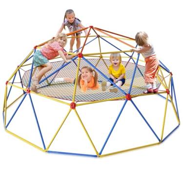 Imagem de Baotree Cúpula de escalada de 3 m com rede de carga de escalada, academia de selva ao ar livre para crianças - suporta 453 kg - estrutura de brinquedo ao ar livre de metal antiferrugem aprovada pela