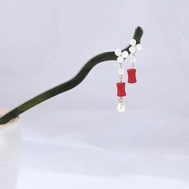 Imagem de Grampo de cabelo vintage com borla de flor de madeira antigo grampo de cabelo fantasia Hanfu chinês acessórios de cabelo grampos de cabelo