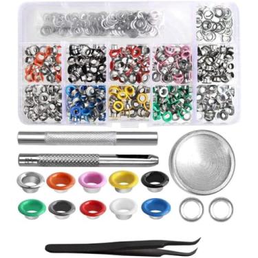 Imagem de Ilhós Coloridos Kit 400+ Aplicador Manual E Vazador Artesanato