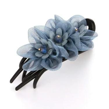 Imagem de Elegante Requintada Flor de Malha Clipe de Cabelo Flor Grampo de Bico de Pato Temperamento Ferramenta de Penteado Acessórios de Cabelo